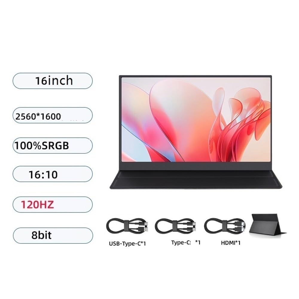 Home Gaming Przenośny monitor zewnętrzny ekran do konsoli do gier FHD 2K 120Hz 16 cali, odpowiedni do laptopa drugiego ekranu