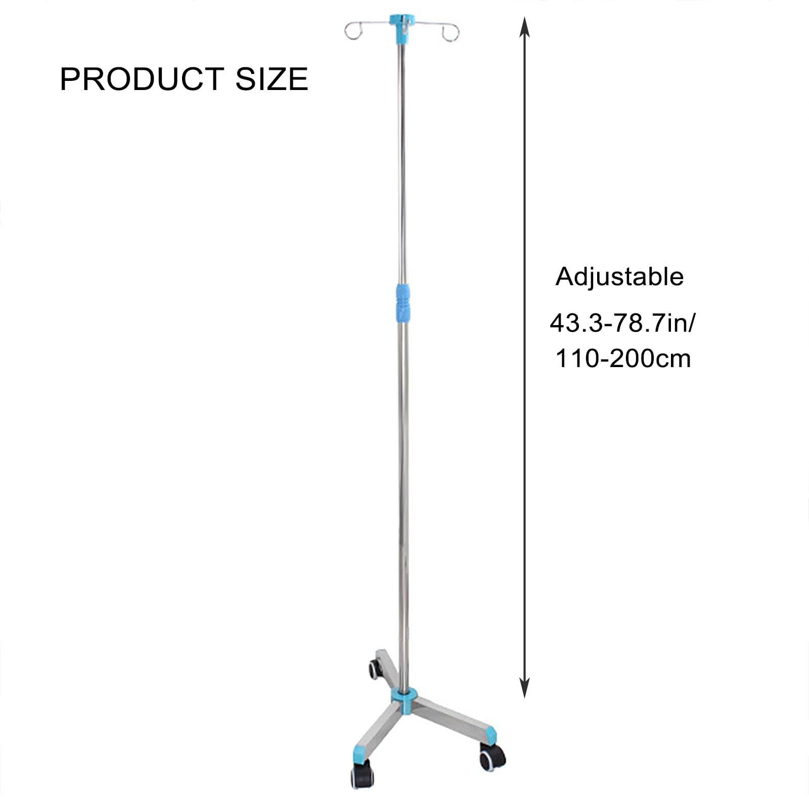 Asta Portaflebo con Ruote, asta Portaflebo in Acciaio Inox Supporto Portatile per Infusione con 4 Ganci per Ospedale e Casa, Altezza Regolabile (Size : 5 legs)