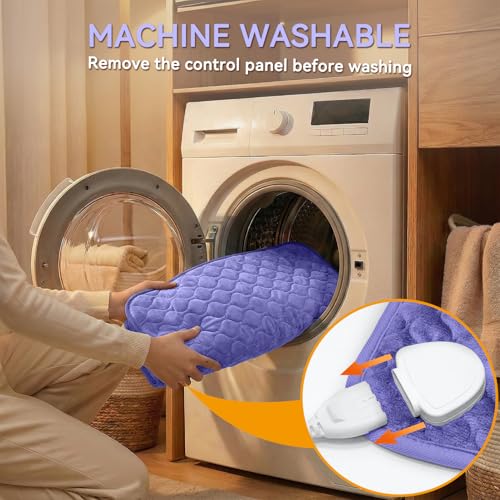 Image of King Size Heating Pad for Back Pain 32 inchx24 inch Extra Large Electric Heating Pad for Period Cramps Relief & Body Neck Shoulder Auto Shut Off Heat Pad Temperature Settings Machine Washable Drak Blue