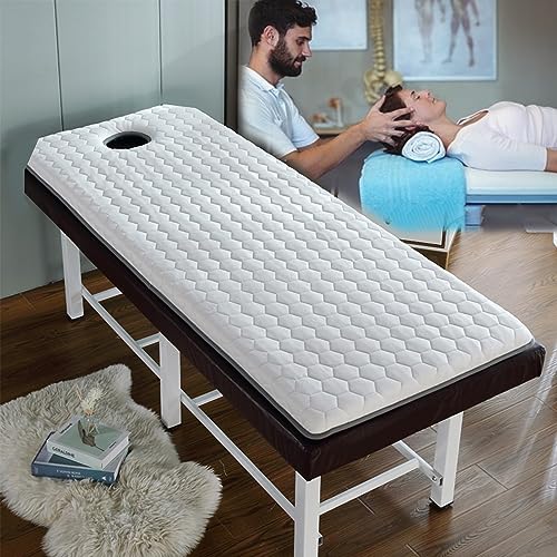 LXJDDLD Beauty Salon Massage Table Lash Mattress Topper Memory Foam,Trapezoidal Head Spa Bed Mattress Pad with Breath Hole,White,60x180cm 6cm
