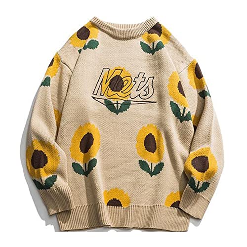 (Wool) Sweater Men Sweater Hip Harajuku Couples Pullover Knitwear Loose Fashion Casual Winter New Sweater Tops Sweater(B,Large)