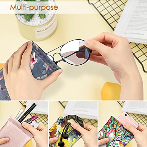 Image of FINTIE Soft Eyeglasses Case with Cleaning Cloth, Portable Squeeze Top Vegan Leather Glasses Pouch, Sunglasses Eyewear Bag