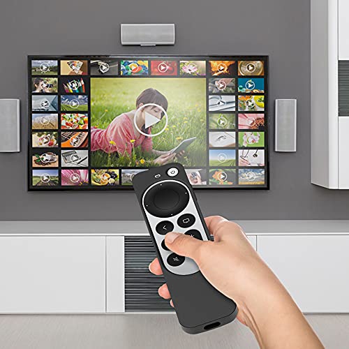 Bright Carcasa de silicona para Apple TV 4K Siri Remote (2021 2ª generación), cubierta protectora para Apple TV 4K Siri Remote (2021 2ª generación) (negro)