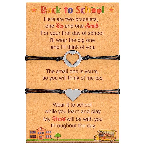 Image of EOBOH Back to School Supplies, Back to School Bracelet Mommy and Me, Prek Matching Wish Bracelets Set, Adjustable Bracelet for Boys Girls Gifts Stuff Bulk