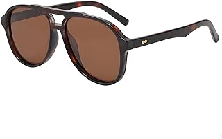 Karsaer Unisex Polarized Aviator Sunglasses, Modern Double Bridge, Anti-Reflective Lenses For Men and Women E1418