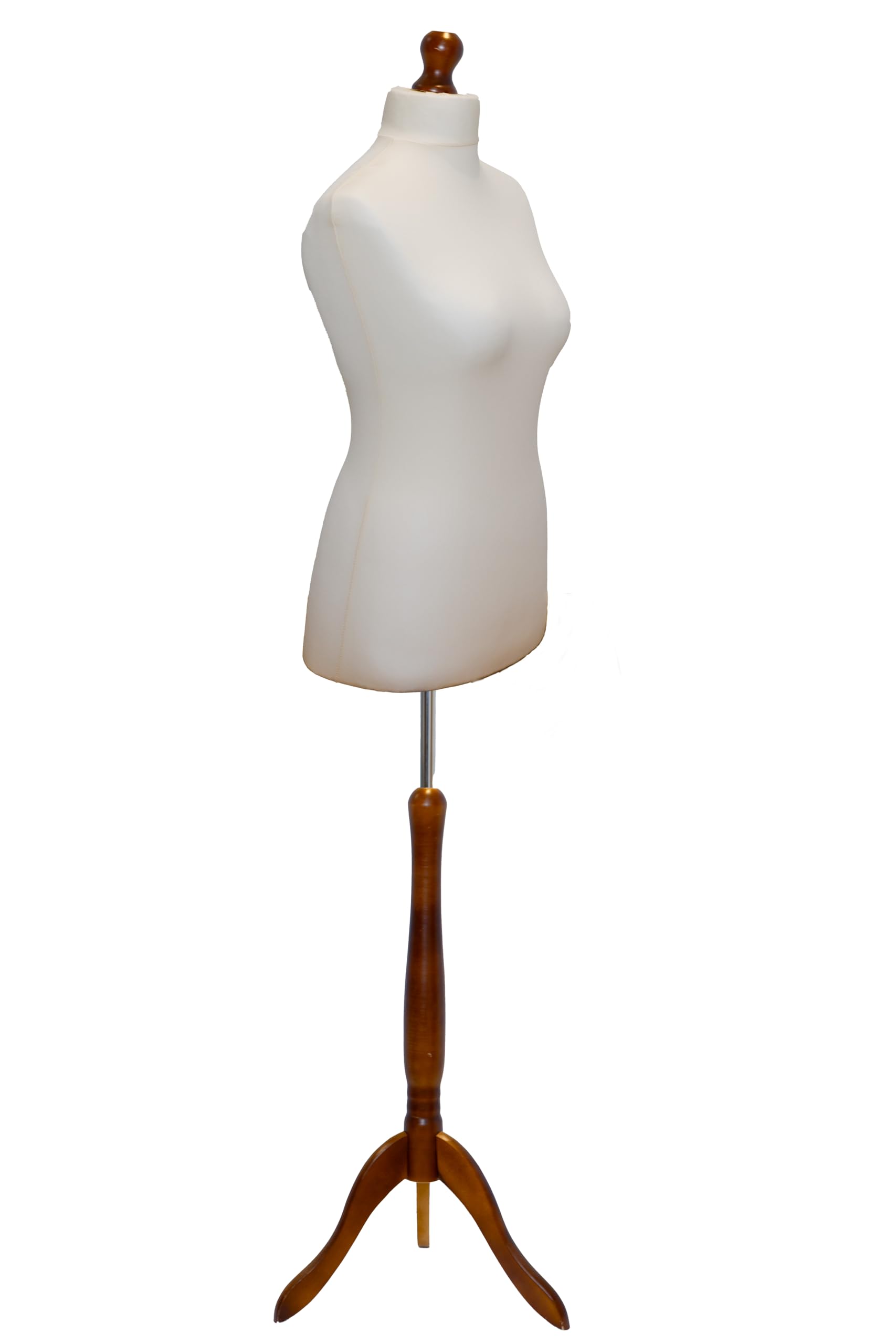 Size 10/12 Tailors Dummy Female Cream With Darkwood Tripod Dressmakers Fashion Students Mannequin Display Bust