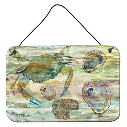 Caroline's Treasures SC2017DS812 Crab, Shrimp and Oyster Sunset Wall or Door Hanging Prints Aluminum Metal Sign Kitchen Wall Bar Bathroom Plaque Home Decor, 8x12, Multicolor