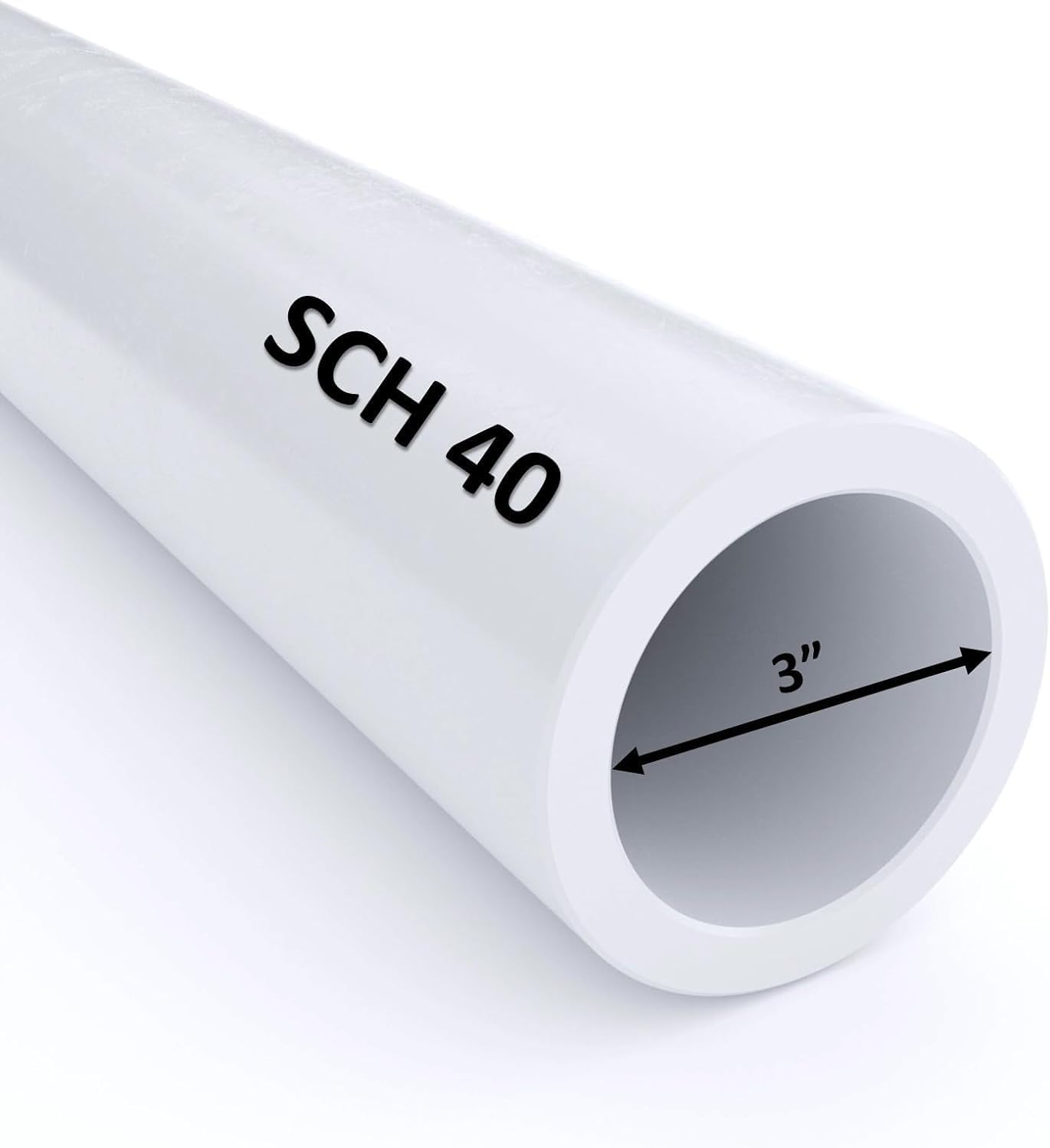 VENTRAL Schedule 40 PVC Pipe 3 Inch (3.5 OD), White, Cut Lengths for Plumbing, Landscape, Pool, Spa (96 Inches Long)