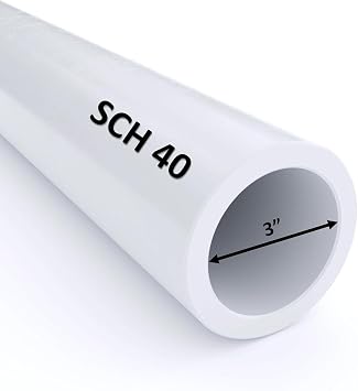 VENTRAL Schedule 40 PVC Pipe 3 Inch 3.5 OD, White, Cut Lengths for Plumbing, Landscape, Pool, Spa 24 Inches Long