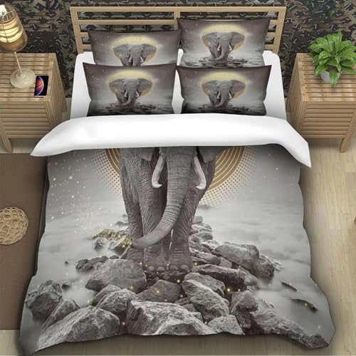 Parure de lit éléphant 3D en microfibre 135x200 pour enfant