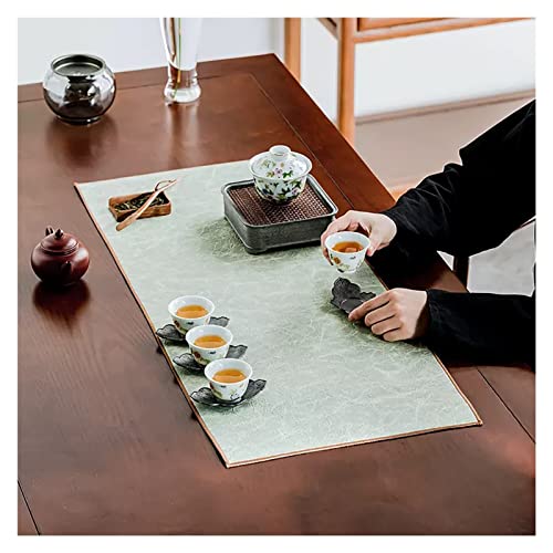 Chemin de table en cuir vert pour décoration de table basse de salon
