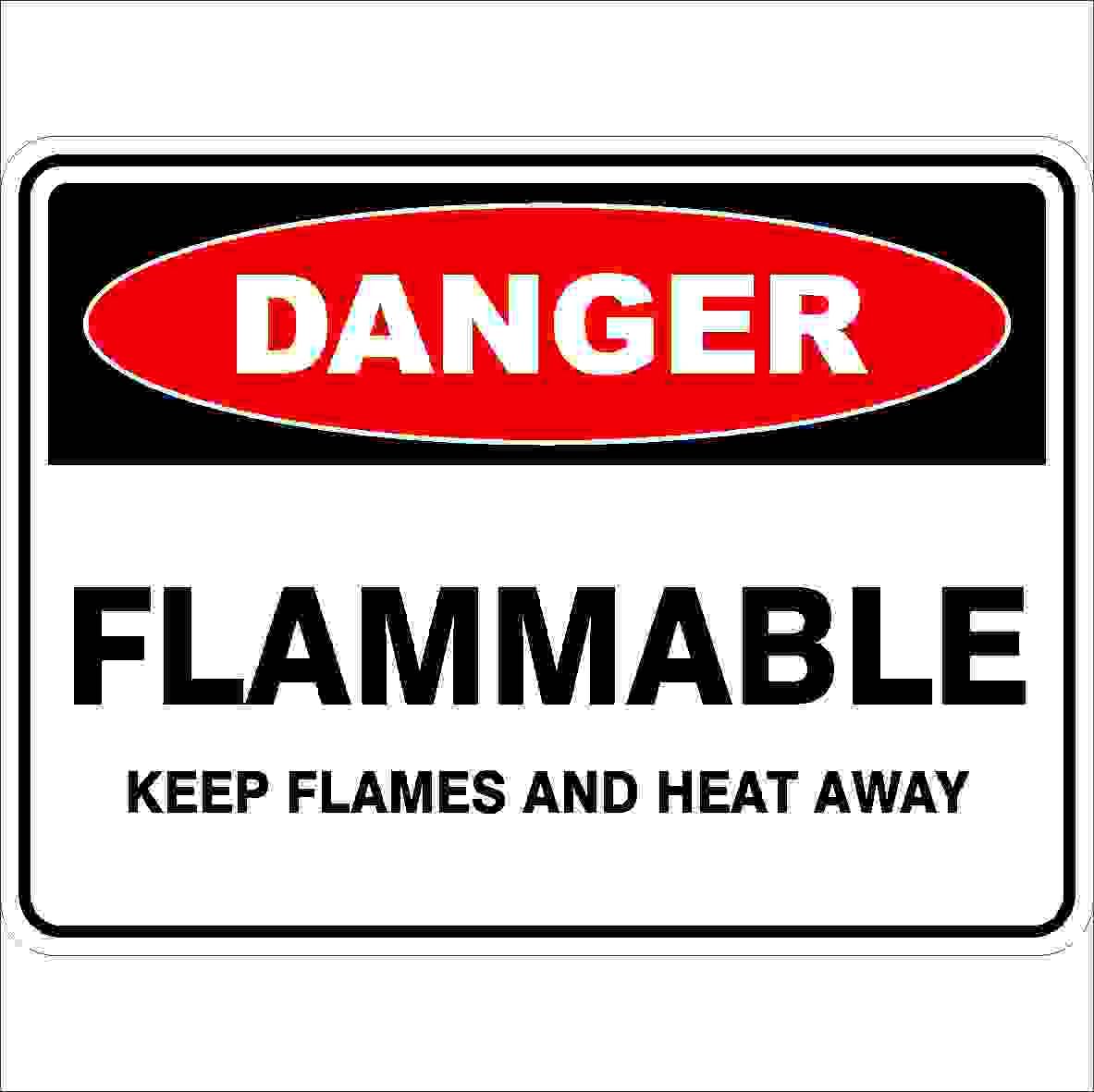 Flammable Keep Flames And Heat Away Danger Signs Metal Tin Sign 8 x 12 inch for Industrial & Commercial