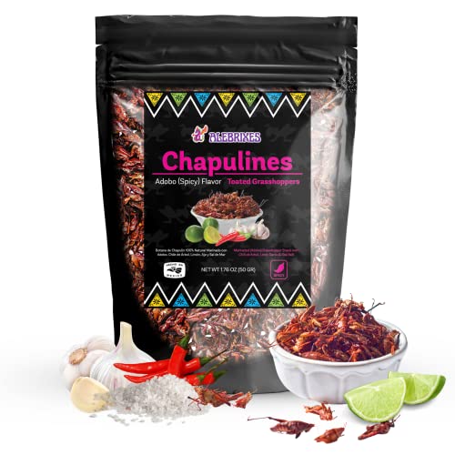 Alebrixes | Chapulines From Oaxaca 1.76 oz (50g) | (Grasshoppers) Premium Fresh Gourmet Edible Insects | Marinated Spicy Flavor | Vacuum Sealed Bag - Always Fresh (Not Dehydrated) Mexican Snack.