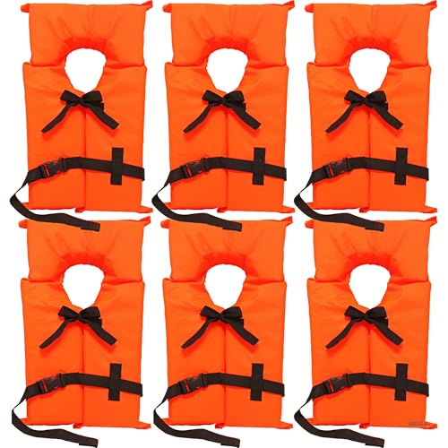6 Pack Coast Guard Approved Life Jackets. High Visibility Color Type II Keyhole Life Vest in Classic...