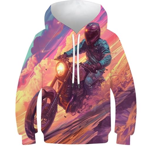 Sweat à capuche moto 3D aux finitions soignées pour enfant