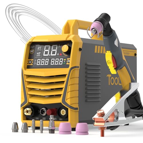 TOOLIOM Plasma Cutter, Non Touch Pilot Arc, Large LED Display 50 Amps Cutter Machine with 110/220V Dual Voltage, IGBT Maximum 3/4 Inch Clean Cut DC Inverter Cutting Machine