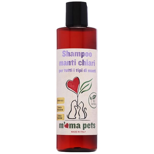 Mama Pets Champú Blanqueador para Perros, Limpiador para pelajes claros, 250 Ml