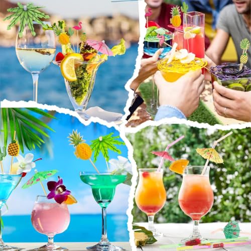 Decoraciones para cócteles 180pcs sombrillas y pitillos miniatura 4