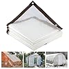 Lona transparente de 4 x 6 pies, impermeable, lonas de plástico transparente resistentes al agua con resistencia a los rayos UV y ojales, plástico de invernadero para jardinería, agricultura