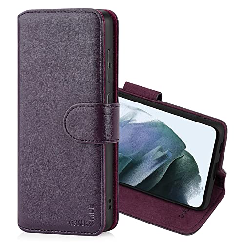 Coque Samsung S21 FE protection intégrale cuir aubergine avec porte-carte