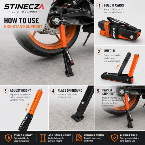 Image of Portable Motorcycle Jack Stand for Chain Cleaning, Tyre Repair, Trail Support & Maintenance | Adjustable Moto Lift | Sports, Adventure, Touring Bike Accessory