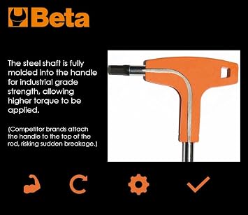 Beta 96T 5/16 SAE (Fractional Inch) T-Handle Hex Key Wrench, Made in Italy