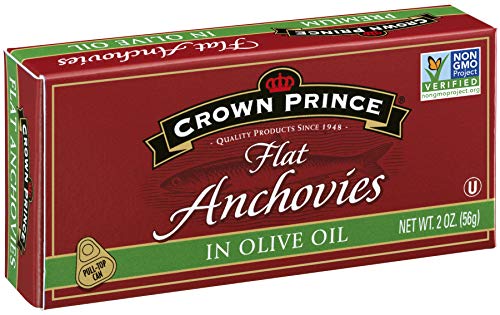 Crown Prince Flat Anchovies in Olive Oil, 2-Ounce Cans (Pack of 12)