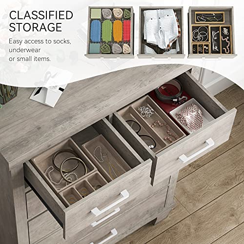 GAOMON Dresser for Bedroom with 6 Drawers, 45" Tall Grey Chests of Drawers with Storage, Large Drawer Dresser for Closet, Wooden Storage Cabinet for Entryway
