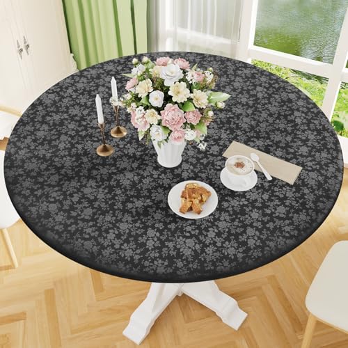 Image of Smiry Waterproof Heavy Duty Vinyl Fitted Tablecloth for 36 inch-44 inch Round Table