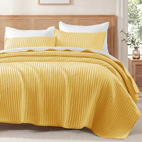 Exclusivo Mezcla Stripe Quilted Full Queen Quilt Bedding Set