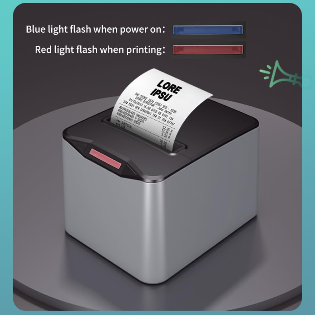 Dpofirs Impresora térmica de recibos, impresora de códigos QR USB/Bluetooth de 80 mm con cortador automático para cajón de efectivo/ESC/POS, para ventanas/Linux, minorista y cocina de restaurante