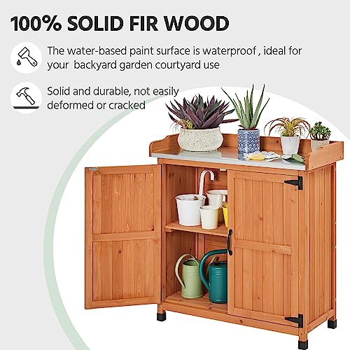 Yaheetech YT-00118760 Garden Potting Bench Table - Outdoor Garden Patio Wooden Storage Cabinet & Solid Wood Planting Work Bench thumb #6