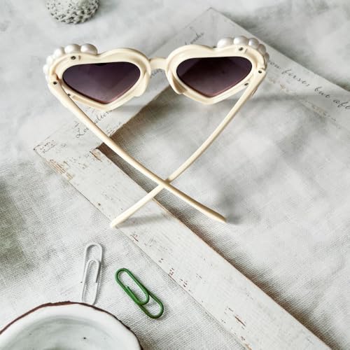 Image of Ridering Toddle Girl Peal Heart Sunglasses,UV 400 Protection for Toddler Party Beach Shades Age 2-8