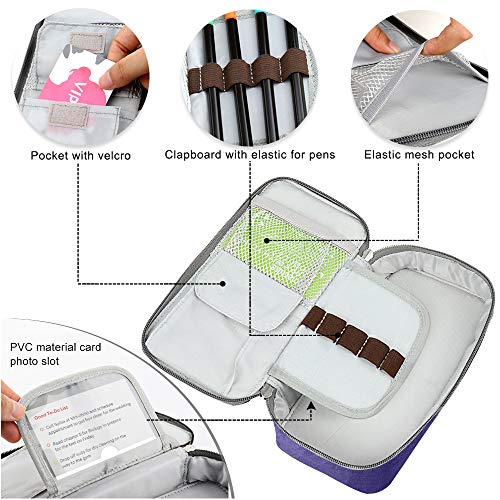 Homecube Large Capacity Pencil Case Oxford Cloth Bag Storage Pouch Mark Pen Pencil Stationery Organizer Bag With Zipper For Middle High School & Office Boy Girl Teen Denim Blue #TOP2