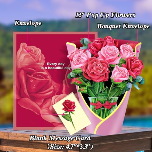 Airpark AIRPARK-ROSE Paper Flower Bouquet Pop Up Cards thumb #3