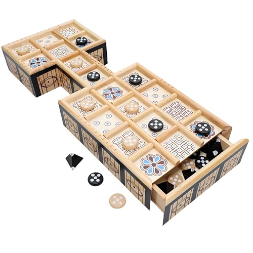 WE Games Royal Game of UR - Ancient Strategy Two-Player Board Game with 13.5” x 5.5” Wood Board & Storage Drawers, Ideal for History Enthusiasts