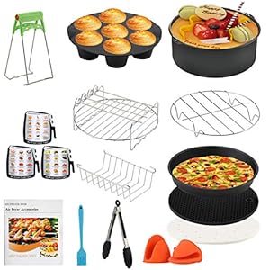 Apsung® 8 Inch Air Fryer Accessories, Apsung 15 Pcs Air Fryer Accessories Compatible with Growise Phillips Cozyna Fit…