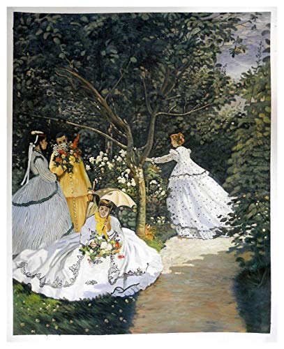 Women In The Garden - Claude Monet High Quality Hand-Painted Oil Painting Reproduction,Garden Lovers,Couples,Beauties Portrait,Dazzling White Skirts Art #TOP14