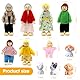 mizikuu Puppenhaus Puppen Familie Set, 7 Stück Puppenhaus Figuren mit 4 Stück Hund Hölzerne Puppenfamilie Biegepuppen Wunderschönes Holzpuppe Spielzeug Puppenhaus Zubehör Kinder Geschenk