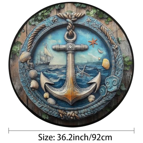 Tapete redondo decorativo 92 cm lavable antideslizante miniatura 2