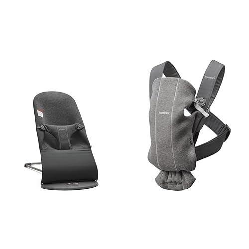 BabyBjörn Bouncer Bliss, 3D Jersey, Charcoal Gray & Baby Carrier Mini, 3D Jersey, Dark Gray