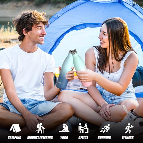 Image of WATERSY Stainless Steel Water Bottle, 17oz /500ml Insulated Pink Bottle Keeps Drink Cold and Hot, BPA Free for School, Gym, Travel, Sports