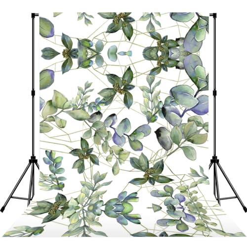 Toile de fond pour séance photo eucalyptus vert tissu vinyle 180x120cm sans support