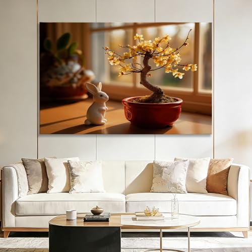 Tableau bonsaï abricotier contre les murs vides, cadre déco 40x30 cm