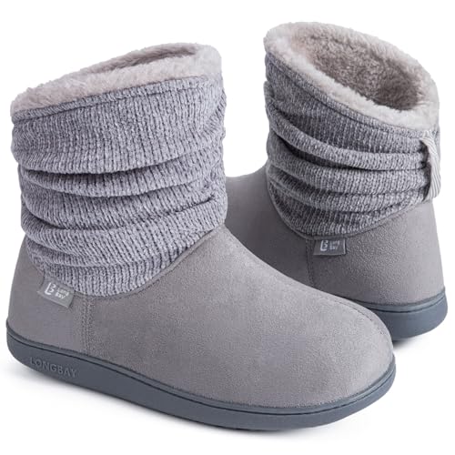 Longbay Women's Warm Chenille Knit Bootie Slippers...