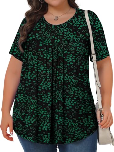 Image of Tencede Womens Plus Size Tops Tunic Short Sleeve Crew Neck Shirts Casual Soft Blouse 1X-5X