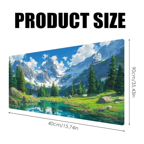Image of Nuxovilar Professional Large Mouse Pad & Computer Game Mouse Mat (35.4x15.7IN, Fresh Landscape with Lake & Mountains Art) (90 * 40cm Fresh Landscape)