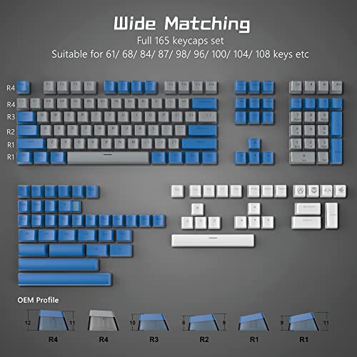 Image of Womier PBT Pudding Keycaps- Shine Through Keycaps | 164 Keys Keycap Set 60 65 75 100 Percent, OEM Profile for Custom Cherry Gateron MX Switches Mechanical Keyboard, Blue