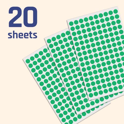 Image of 3000 Pack, 0.375 inch Round Color Coding Circle Dot Sticker Labels - Green