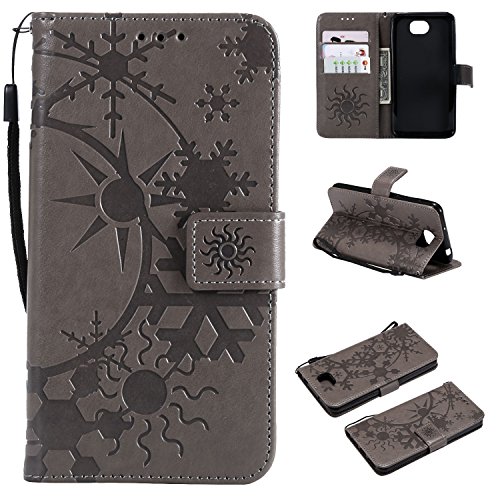 Oujiet-eu MS Custodia per Huawei Y5II CUN-L22 CUN-L01 Custodia Flip in Pelle PU + Cover Case in Silicone Fissa Protezione 2